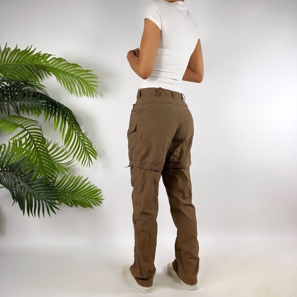 Vintage Y2K Brown Low Rise Gorpcore Granola Girl Convertible Cargo Pants / Small - Picture 2 of 6